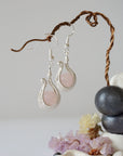 Rose Quartz Silver Plated Drop U-Shape Earring Designs by Nature Gems