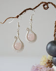 Rose Quartz Silver Plated Drop U-Shape Earring Designs by Nature Gems