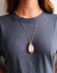 Wire Wrapped Rose Quartz Crystal Necklace DesignsbyNatureGems