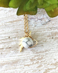 14K Gold White Howlite Crystal Unicorn Charm Necklace DesignsbyNatureGems