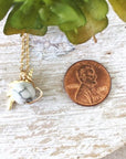 14K Gold White Howlite Crystal Unicorn Charm Necklace DesignsbyNatureGems
