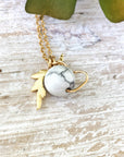 14K Gold White Howlite Crystal Unicorn Charm Necklace DesignsbyNatureGems
