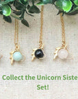 14K Gold White Howlite Crystal Unicorn Charm Necklace DesignsbyNatureGems