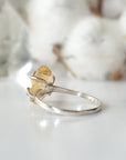 Adjustable citrine ring sterling silver 925 back view - natural crystal wire wrapped handmade ring for women showing adjustable band November birthstone