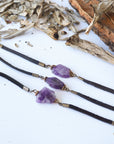 Amethyst Black Leather Bracelet Designs by Nature Gems