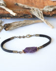 Amethyst Black Leather Bracelet Designs by Nature Gems