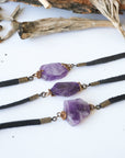 Amethyst Black Leather Bracelet Designs by Nature Gems