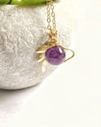 Amethyst Crystal Unicorn Charm Necklace - 14K Gold | February Birthstone DesignsbyNatureGems