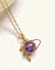 Amethyst Crystal Unicorn Charm Necklace - 14K Gold | February Birthstone DesignsbyNatureGems