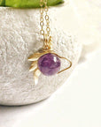 Amethyst Crystal Unicorn Charm Necklace - 14K Gold | February Birthstone DesignsbyNatureGems