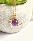 Amethyst Crystal Unicorn Charm Necklace - 14K Gold | February Birthstone DesignsbyNatureGems