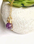 Amethyst Crystal Unicorn Charm Necklace - 14K Gold | February Birthstone DesignsbyNatureGems