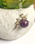 Amethyst Crystal Unicorn Charm Necklace - Italian Sterling Silver | February Birthstone DesignsbyNatureGems