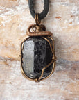 Antique Bronze Black Tourmaline Necklace - October Birthstone DesignsbyNatureGems