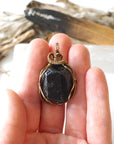Antique Bronze Black Tourmaline Necklace - October Birthstone DesignsbyNatureGems