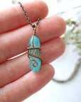 Aqua Aura Quartz Rock Crystal Point Necklace - Antique Bronze DesignsbyNatureGems