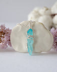 Aqua Aura Quartz Rock Crystal Point Necklace - Bright Silver DesignsbyNatureGems