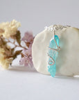 Aqua Aura Quartz Rock Crystal Point Necklace - Bright Silver DesignsbyNatureGems