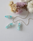 Aqua Aura Quartz Rock Crystal Point Necklace - Bright Silver DesignsbyNatureGems