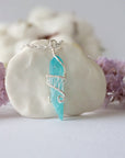 Aqua Aura Quartz Rock Crystal Point Necklace - Bright Silver DesignsbyNatureGems