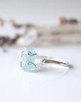 Aquamarine Adjustable Ring - Sterling Silver Metal Designs by Nature Gems