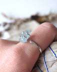 Aquamarine Adjustable Ring - Sterling Silver Metal Designs by Nature Gems