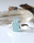 Aquamarine Adjustable Ring - Sterling Silver Metal Designs by Nature Gems