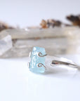 Aquamarine Adjustable Ring - Sterling Silver Metal Designs by Nature Gems