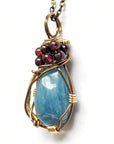 Aquamarine and Garnet Necklace - Antique Bronze DesignsbyNatureGems