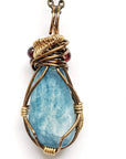 Aquamarine and Garnet Necklace - Antique Bronze DesignsbyNatureGems