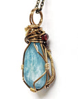 Aquamarine and Garnet Necklace - Antique Bronze DesignsbyNatureGems