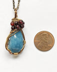 Aquamarine and Garnet Necklace - Antique Bronze DesignsbyNatureGems
