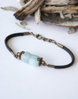 Aquamarine Bracelet - Black Leather Cord Designs by Nature Gems
