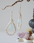 Aquamarine Silver Plated Round Wire Earring Designs by Nature Gems
