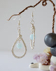 Aquamarine Silver Plated Round Wire Earring Designs by Nature Gems
