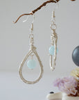 Aquamarine Silver Plated Round Wire Earring Designs by Nature Gems