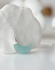 Aquamarine Sterling Silver Moon Necklace Designs by Nature Gems