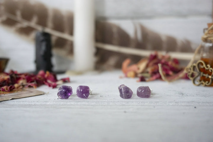AURA STUD EARRINGS COLLECTION - Amethyst Crystal Earrings Designs by Nature Gems