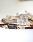 Black Tourmaline Bracelet in Brown Leather Cord Designs by Nature Gems