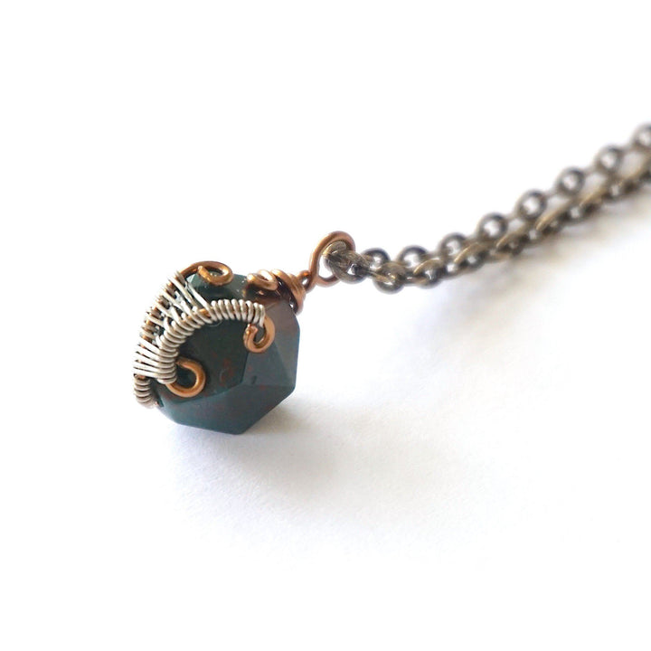 Bloodstone Healing Crystal Charm Necklace - March Birthstone Necklace DesignsbyNatureGems