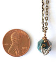 Size Comparison to a Penny Bloodstone Healing Crystal Charm Necklace - March Birthstone Necklace