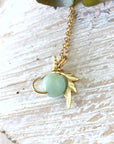 Blue Amazonite Crystal Unicorn Charm Necklace - 14K Gold DesignsbyNatureGems