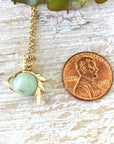 Blue Amazonite Crystal Unicorn Charm Necklace - 14K Gold DesignsbyNatureGems