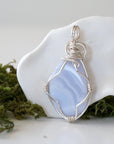 Blue Lace Agate Necklace - Silver Necklace DesignsbyNatureGems