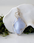 Blue Lace Agate Necklace - Silver Necklace DesignsbyNatureGems