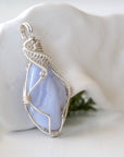 Blue Lace Agate Necklace - Silver Necklace DesignsbyNatureGems