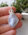 Blue Lace Agate Necklace - Silver Necklace DesignsbyNatureGems