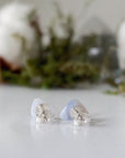 Blue Lace Agate Stud Earrings - Sterling Silver Designs by Nature Gems