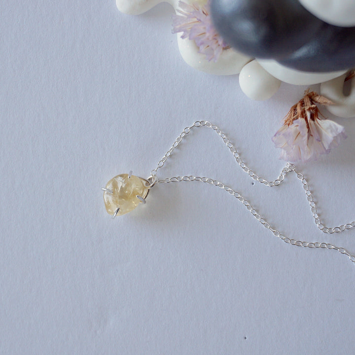 Citrine Sterling Silver Huggie Charm Necklace Designs by Nature Gems