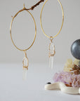 Clear Quartz Gold Plated Hoop Earring Designs by Nature Gems
